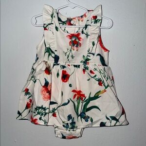 Girls Blue Floral Sleeveless Top with Tie